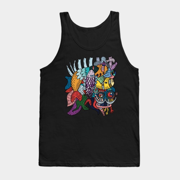 fishing women Tank Top by Drawingwithcat